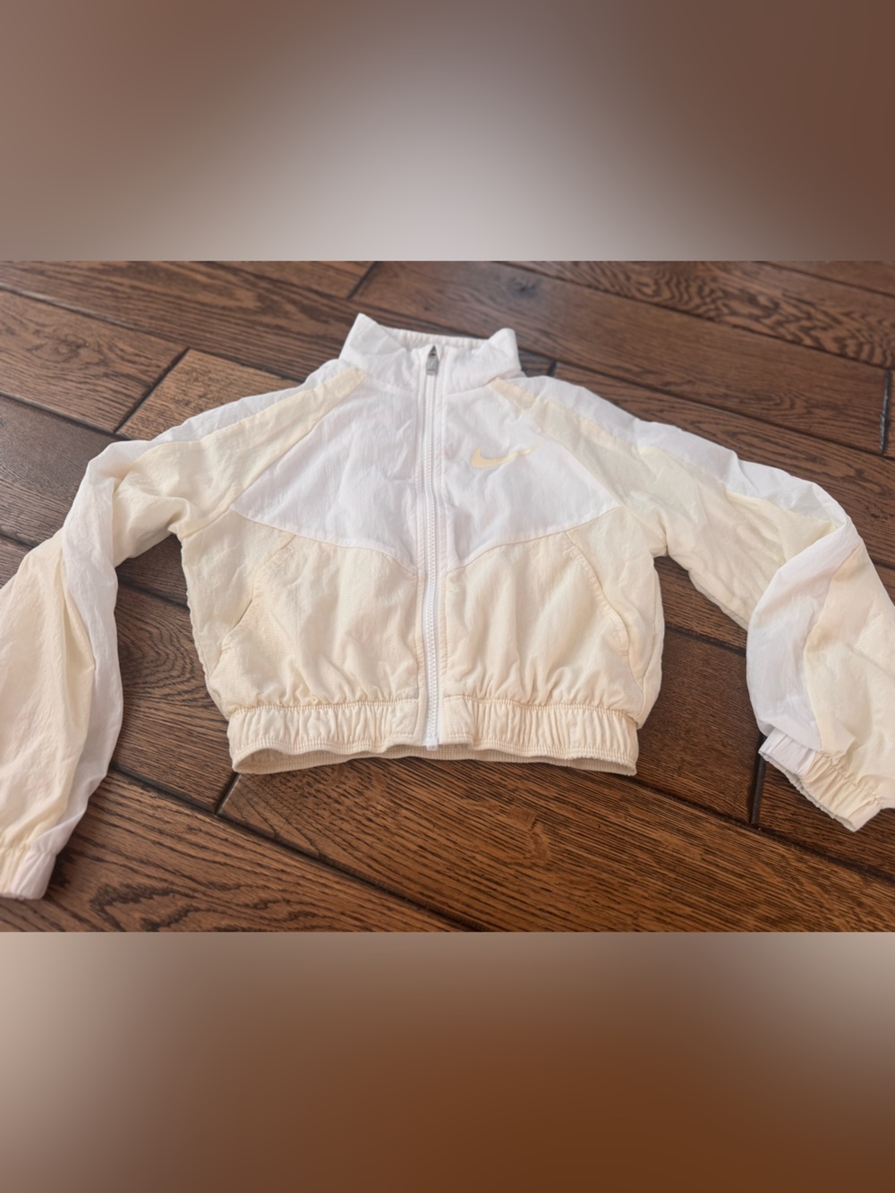 Nike Kids XS White and Yellow Windbreaker Jacket